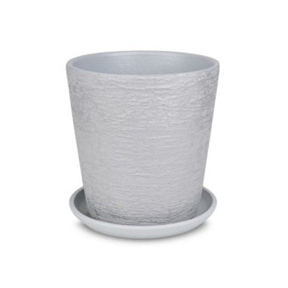 Горшок керамический с поддоном Лофт серый (D 15 см) конус