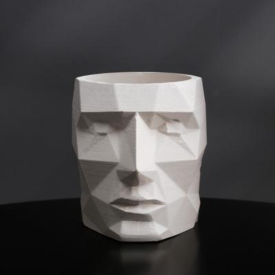 Кашпо цветочное белое полигональное «Голова», 7,5 х 9 см 5270820