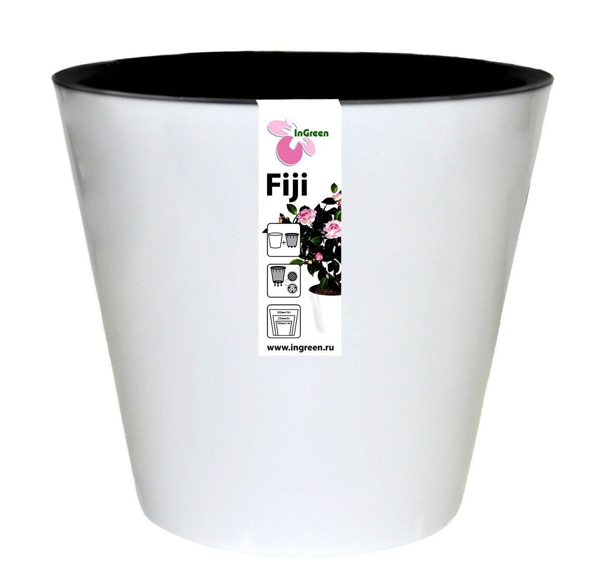Горшок для цветов Фиджи D 330 мм/16 л на колесиках белый для цветов