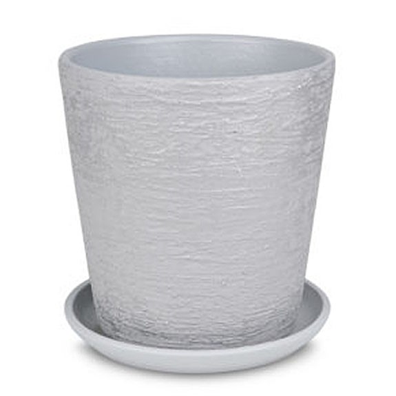 Горшок керамический с поддоном Лофт серый (D 22 см) конус