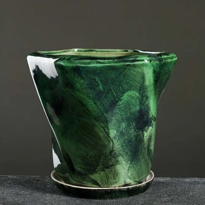Горшокдля цветов Рубин №1 керамический зеленый