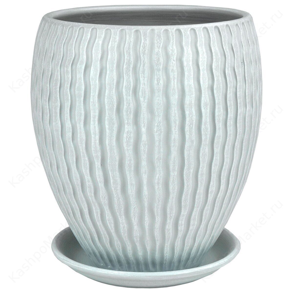 Горшок для цветов Мане конус керамический бело-серый (21 см) - 46-318
