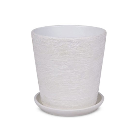 Горшок керамический с поддоном Лофт белый (D 12 см) конус